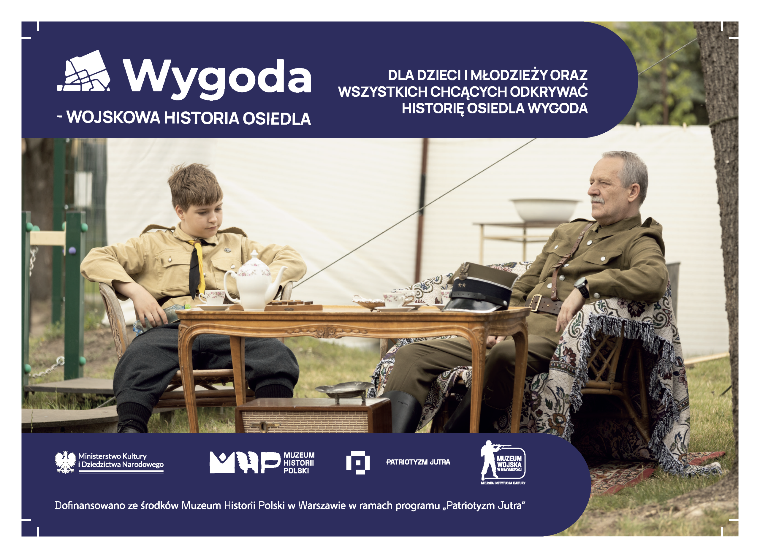 Ulotka promująca projekt Wygoda - wojskowa historia osiedla
