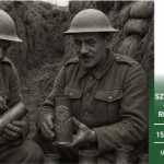 Dwóch żołnierzy wykonuje wazony ze znalezionych łusek po nabojach