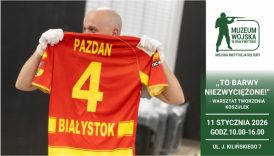 Na banerze napisy: To barwy niezwyciężone! - warsztaty tworzenia koszulek. 11 stycznia 2026, godz. 10:00 - 16:00. ul. kilińskiego 7