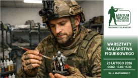 Na banerze szczegóły wydarzenia. Warsztaty malarstwa figurkowego, 28 lutego 2026, godz. 10:00 - 15:30. Ul. J. Kilińskiego 7