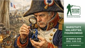 Na banerze szczegóły wydarzenia. Warsztaty malarstwa figurkowego, 28 marca 2026, godz. 10:00 - 15:30. Ul. J. Kilińskiego 7