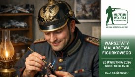 Na banerze szczegóły wydarzenia. Warsztaty malarstwa figurkowego, 26 kwietnia 2026, godz. 10:00 - 15:30. Ul. J. Kilińskiego 7